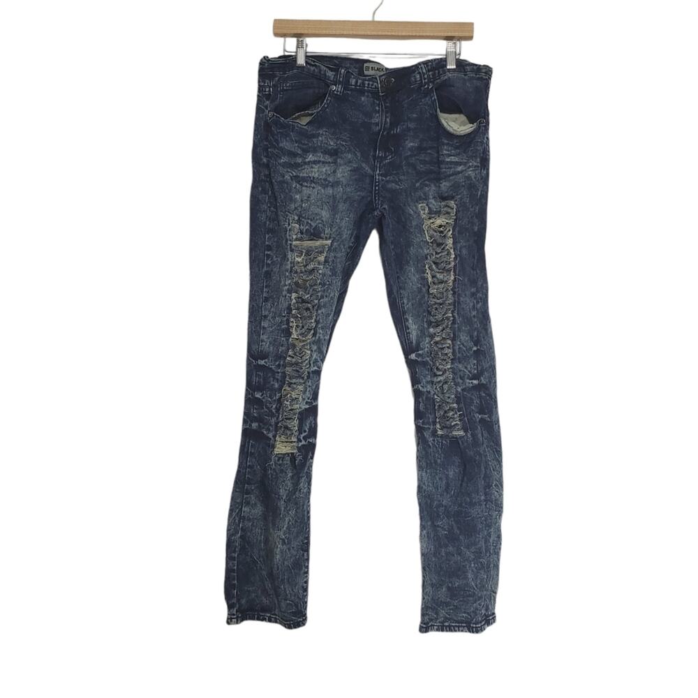 CJ Black | 34x32 Slim Flex Distressed Destroyed Trashed Jeans